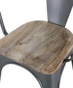 Bolero Bistro Curve Armchairs with Wooden Seat Pad Gunmetal 4 Pack (HZ805)