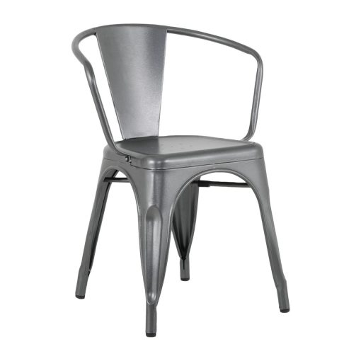 Bolero Bistro Curve Armchairs Gunmetal 4 Pack (HZ807)