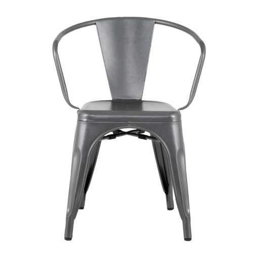 Bolero Bistro Curve Armchairs Gunmetal 4 Pack (HZ807)