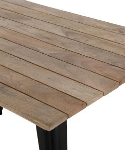 Bolero Bistro Dining Table Slatted Mango Wood Top Black 1200mm (HZ810)