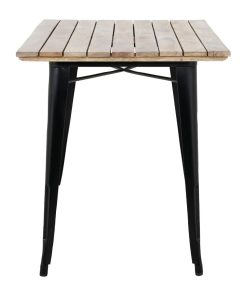 Bolero Bistro Dining Table Slatted Mango Wood Top Black 1200mm (HZ810)