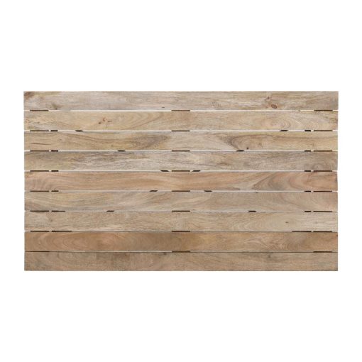 Bolero Bistro Dining Table Slatted Mango Wood Top Black 1200mm (HZ810)