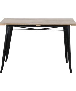 Bolero Bistro Dining Table Slatted Mango Wood Top Black 1200mm (HZ810)
