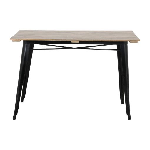 Bolero Bistro Dining Table Slatted Mango Wood Top Black 1200mm (HZ810)