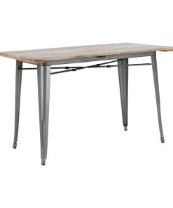 Bolero Bistro Dining Table Slatted Mango Wood Top Gunmetal 1200mm (HZ811)