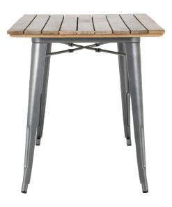 Bolero Bistro Dining Table Slatted Mango Wood Top Gunmetal 1200mm (HZ811)