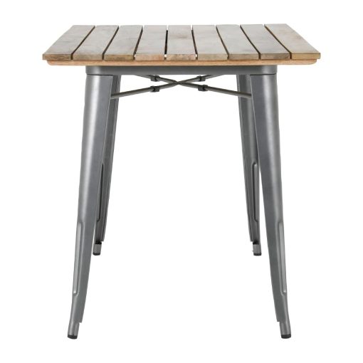 Bolero Bistro Dining Table Slatted Mango Wood Top Gunmetal 1200mm (HZ811)
