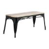 Bolero Bistro Indoor Bench Mango Wood and Black Frame 1000mm 2 Pack (HZ814)