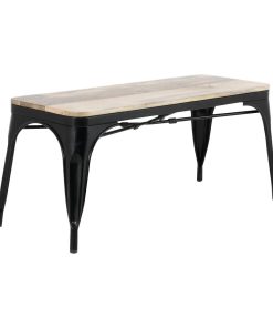 Bolero Bistro Indoor Bench Mango Wood and Black Frame 1000mm 2 Pack (HZ814)