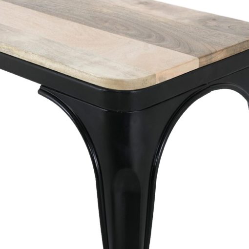 Bolero Bistro Indoor Bench Mango Wood and Black Frame 1000mm 2 Pack (HZ814)