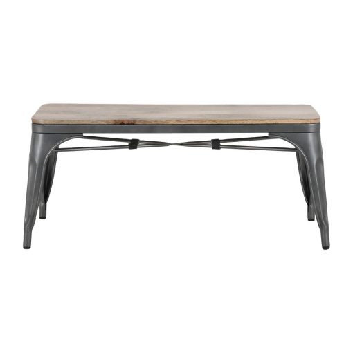 Bolero Bistro Indoor Bench Mango Wood and Gunmetal Frame 1000mm 2 Pack (HZ815)