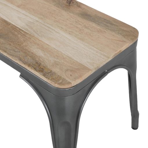 Bolero Bistro Indoor Bench Mango Wood and Gunmetal Frame 1000mm 2 Pack (HZ815)