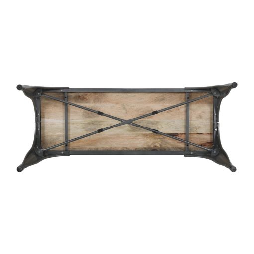 Bolero Bistro Indoor Bench Mango Wood and Gunmetal Frame 1000mm 2 Pack (HZ815)