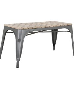 Bolero Bistro Indoor Bench Slatted Mango Wood and Gunmetal Frame 850mm 2 Pack (HZ817)
