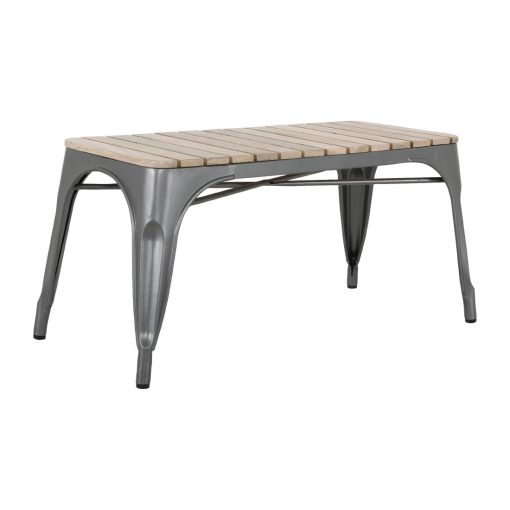Bolero Bistro Indoor Bench Slatted Mango Wood and Gunmetal Frame 850mm 2 Pack (HZ817)