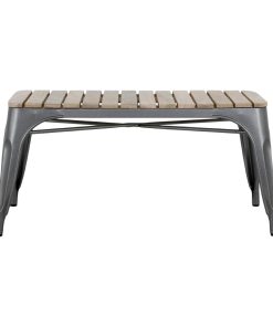 Bolero Bistro Indoor Bench Slatted Mango Wood and Gunmetal Frame 850mm 2 Pack (HZ817)