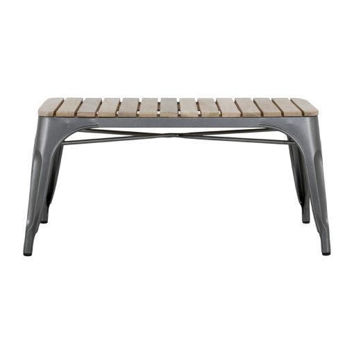 Bolero Bistro Indoor Bench Slatted Mango Wood and Gunmetal Frame 850mm 2 Pack (HZ817)