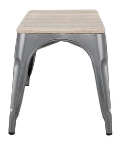 Bolero Bistro Indoor Bench Slatted Mango Wood and Gunmetal Frame 850mm 2 Pack (HZ817)