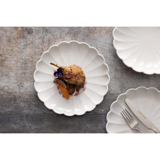 Olympia Bloom Scalloped Plates White 226mm 6 Pack (JB394)