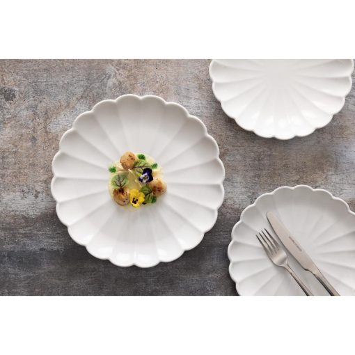 Olympia Bloom Scalloped Plates White 276mm 4 Pack (JB395)