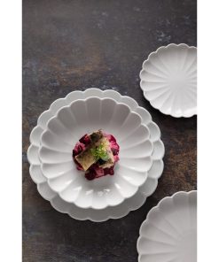 Olympia Bloom Scalloped Bowls White 230mm 6 Pack (JB396)