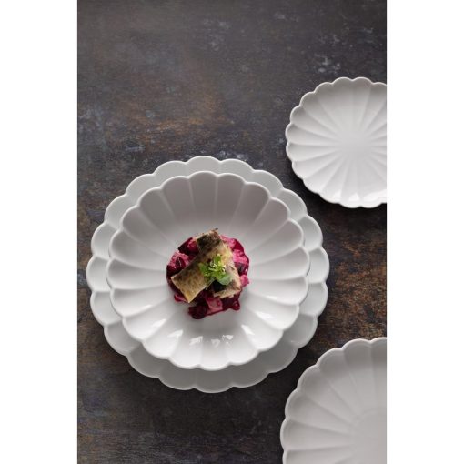Olympia Bloom Scalloped Bowls White 230mm 6 Pack (JB396)