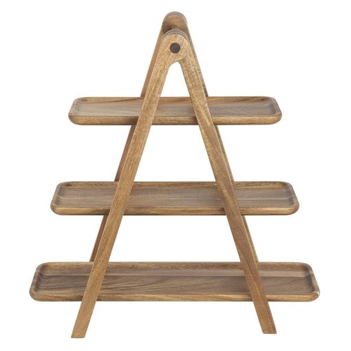 Olympia Acacia Wood 3-Tier Serving Trays with Display Stand (JB989)