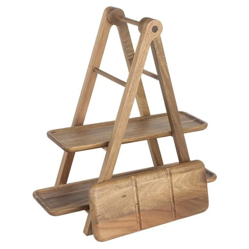 Olympia Acacia Wood 3-Tier Serving Trays with Display Stand (JB989)