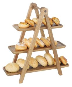 Olympia Acacia Wood 3-Tier Serving Trays with Display Stand (JB989)