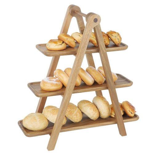 Olympia Acacia Wood 3-Tier Serving Trays with Display Stand (JB989)