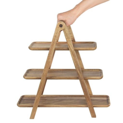 Olympia Acacia Wood 3-Tier Serving Trays with Display Stand (JB989)