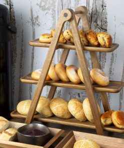 Olympia Acacia Wood 3-Tier Serving Trays with Display Stand (JB989)