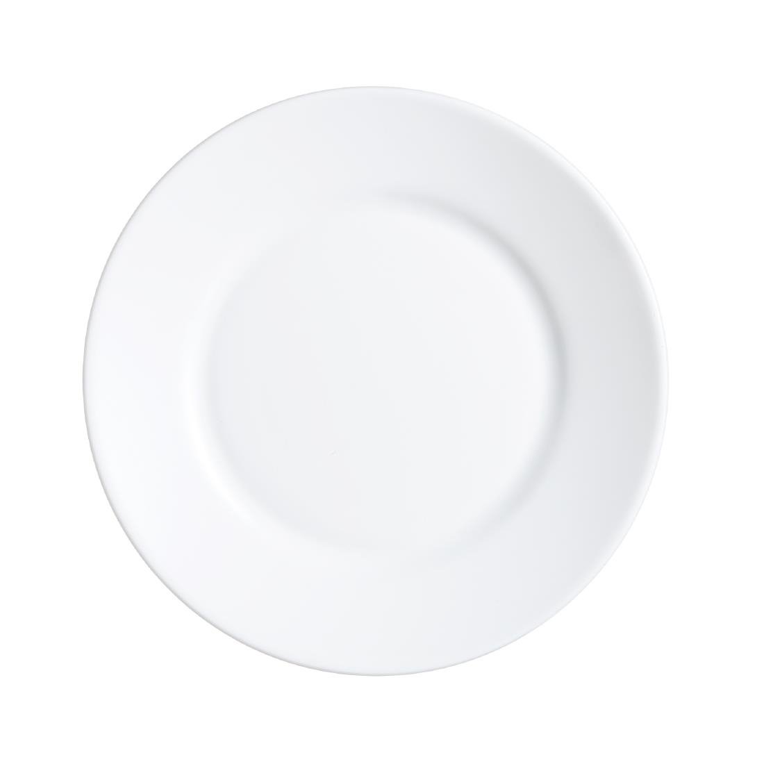 Arcoroc Opal Restaurant Wide Rim Plates 235mm 6 Pack (JE645)