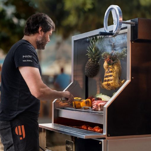 Pujadas Open Grill with V-Shaped Bars and Mobile Cabinet (JE925)