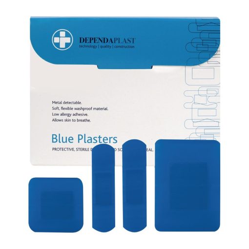 Dependaplast Blue Food Area Plasters Assorted Sizes Pack 100 (JF012)