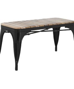 Bolero Bistro Indoor Bench Slatted Mango Wood and Black Frame 850mm 2 Pack (HZ816)