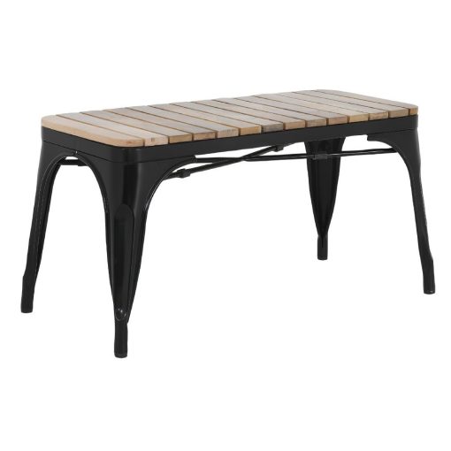 Bolero Bistro Indoor Bench Slatted Mango Wood and Black Frame 850mm 2 Pack (HZ816)