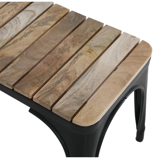 Bolero Bistro Indoor Bench Slatted Mango Wood and Black Frame 850mm 2 Pack (HZ816)