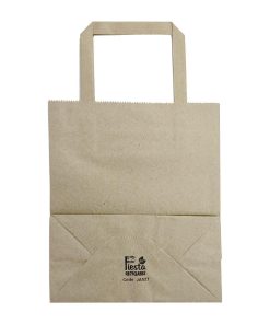 Fiesta Recyclable Flat Handle Brown Paper Bags Small 250 Pack (JA527)