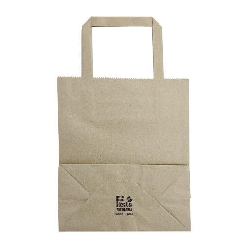 Fiesta Recyclable Flat Handle Brown Paper Bags Small 250 Pack (JA527)