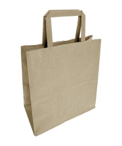 Fiesta Recyclable Flat Handle Brown Paper Bags Medium 250 Pack (JA528)