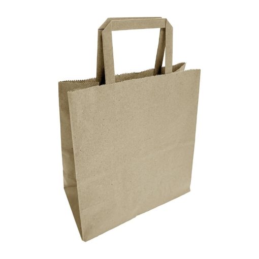 Fiesta Recyclable Flat Handle Brown Paper Bags Medium 250 Pack (JA528)