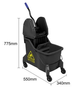 Jantex Two-Compartment Mop Bucket and Wringer Yellow 30Ltr (JB545)