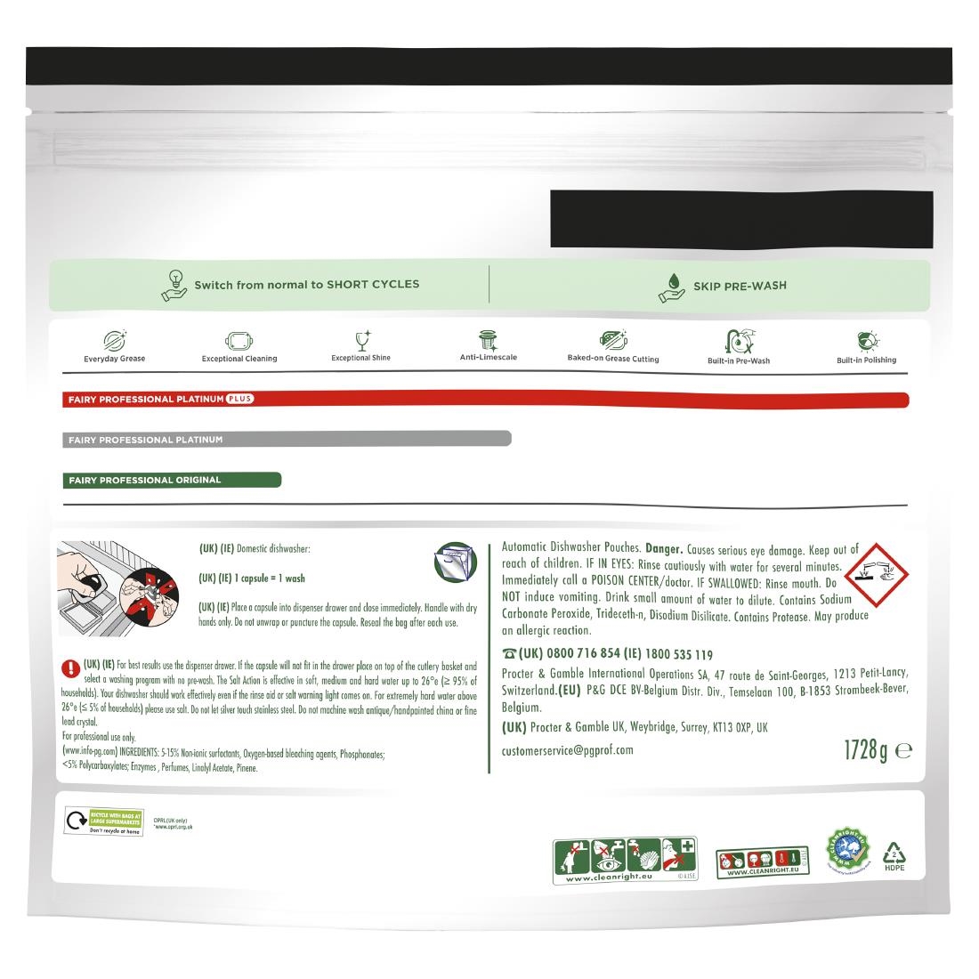 Fairy Professional Platinum Dishwasher Capsules Original 116 Caps 2 Pack (JD474)