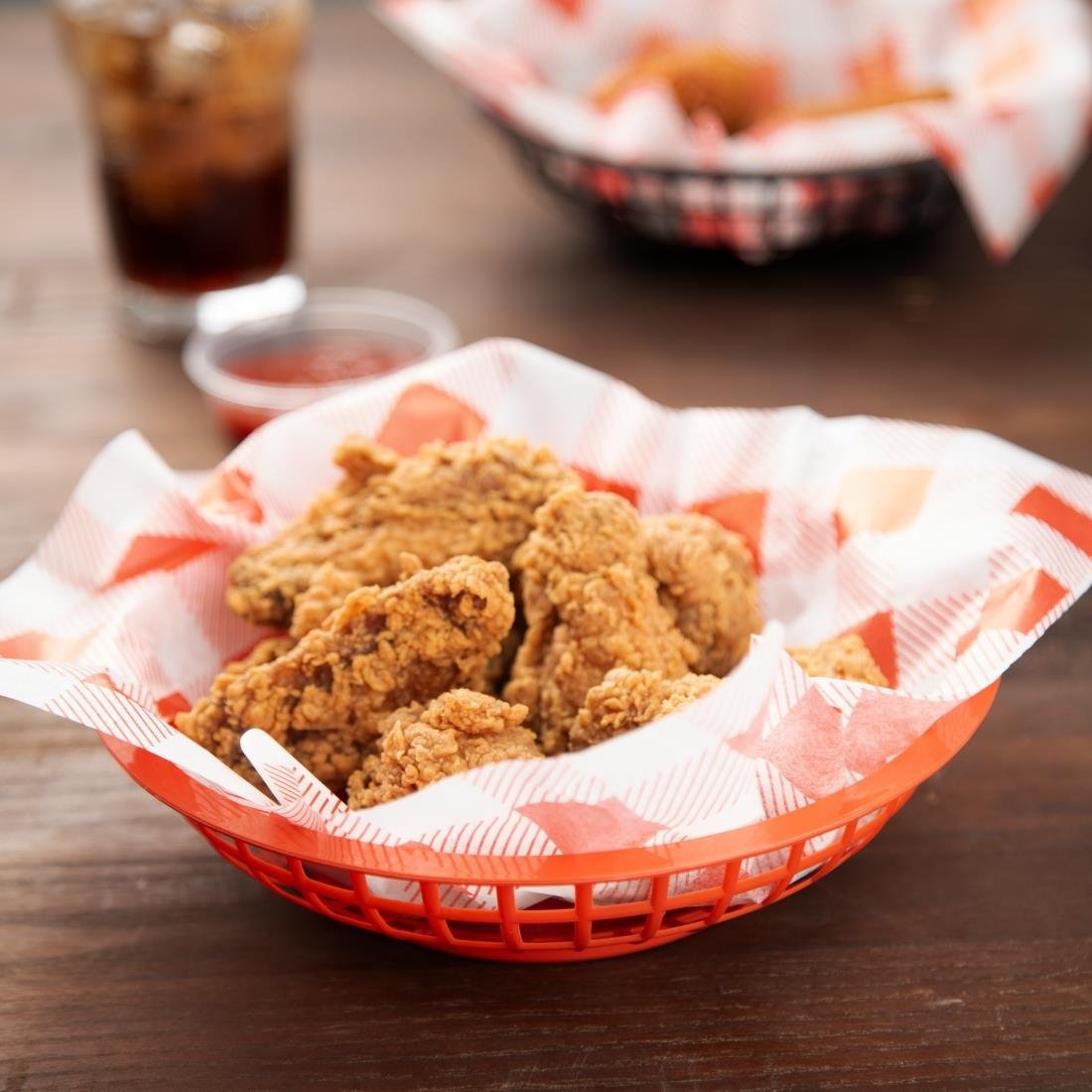 Olympia Kristallon PP Food Basket Round Red 200x50mm 6 Pack (JE890)