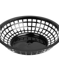 Olympia Kristallon PP Food Basket Round Black 200x50mm 6 Pack (JE891)