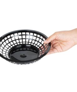 Olympia Kristallon PP Food Basket Round Black 200x50mm 6 Pack (JE891)