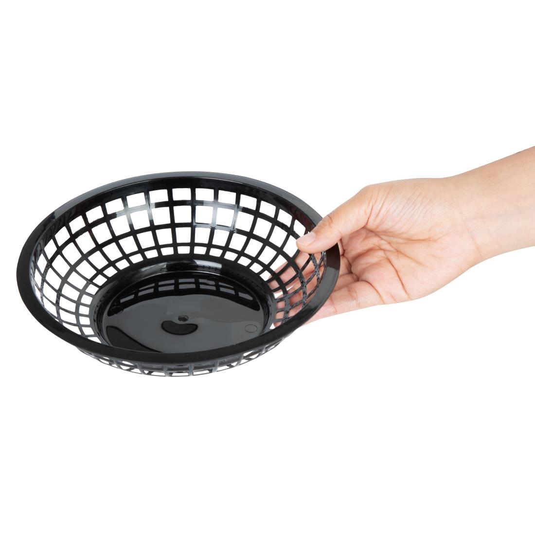 Olympia Kristallon PP Food Basket Round Black 200x50mm 6 Pack (JE891)