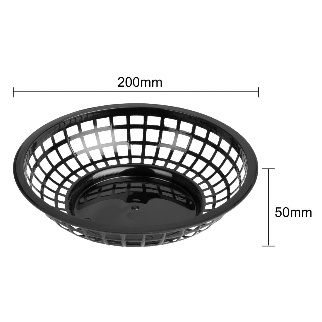 Olympia Kristallon PP Food Basket Round Black 200x50mm 6 Pack (JE891)