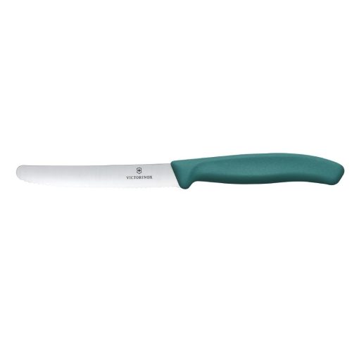 Victorinox Swiss Classic Tomato and Table Knife Wavy Green 22cm Pack 2 (JK094)